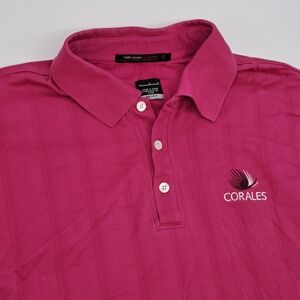 Nike Tiger Woods Collection Polo Shirt Mens Large Cotton Blend Pink Stripe Logo